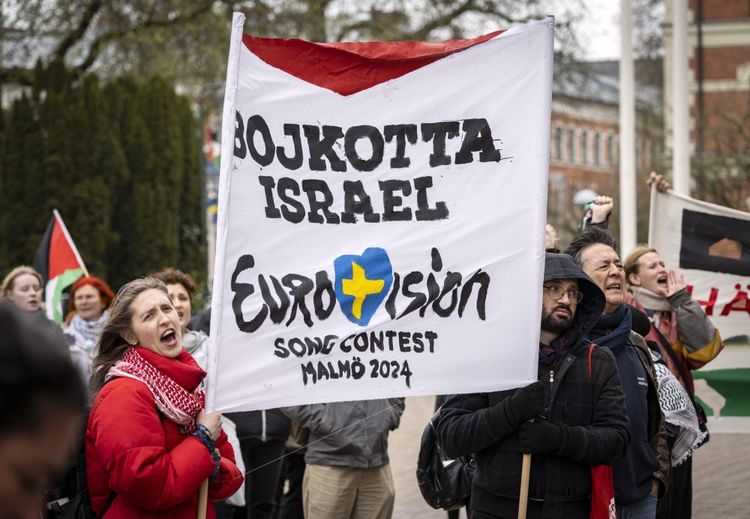 Protestierende in Schweden gegen Israels Teilnahme an ESC.