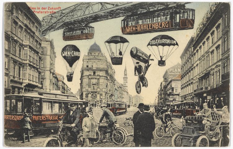 Wie man sich in Wien um 1910 den Verkehr der Zukunft vorstellte. 