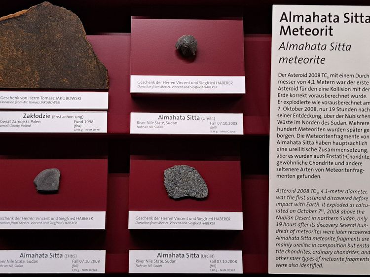 Drei Exemplare von Almahata Sitta sind nun in der Sammlung des NHM zu sehen.