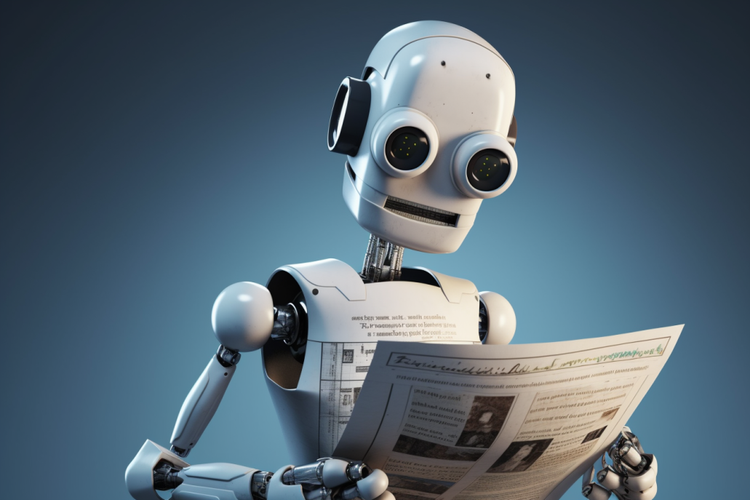 Ein Roboter, der Zeitung liest
