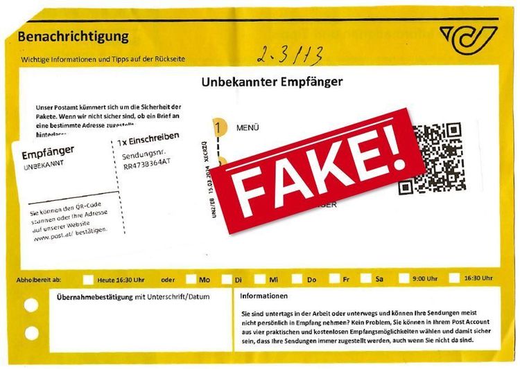 Gelber Zettel Post Fake