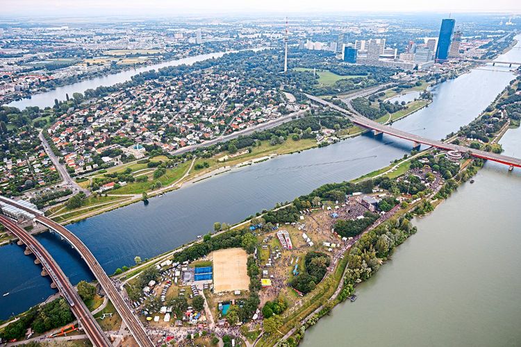 Blick auf die Donauinsel.