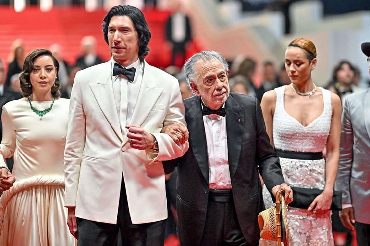 Francis Ford Coppola und sein Cast in Cannes: Aubrey Plaza, Adam Driver und Nathalie Emmanuel.