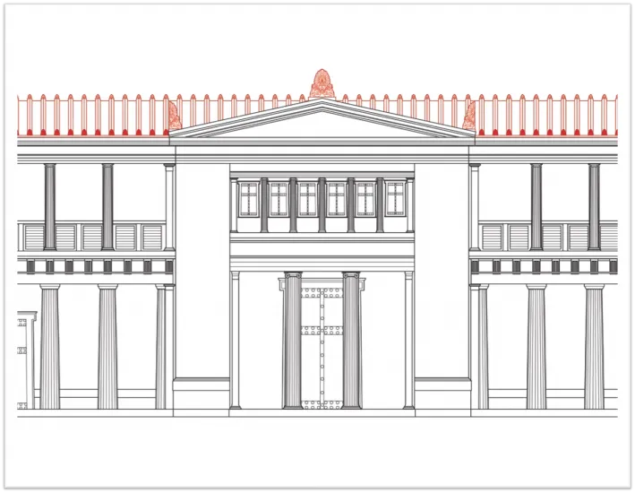 Zeichnung Fassade Aigai-Palast