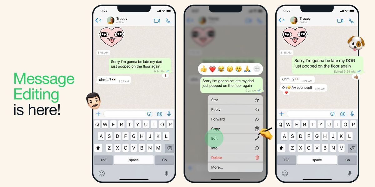 Whatsapp-Nachrichten können jetzt nachträglich editiert werden