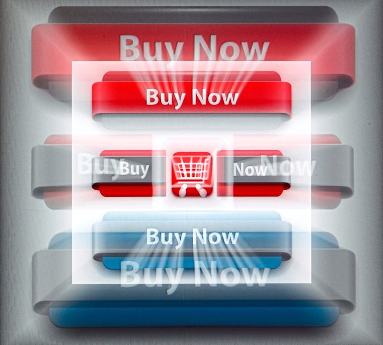 Ein gezoomtes Bild eines Computermonitors zeigt eine Website, die Cliparts für Online-Shops verkauft.