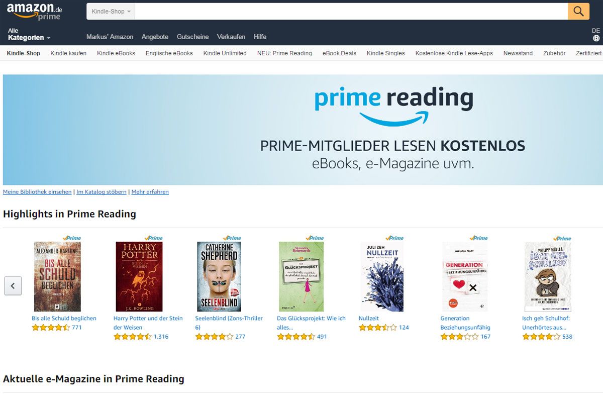 Kostenlose EBooks für PrimeKunden Amazon startet "Prime Reading" ITBusiness derStandard