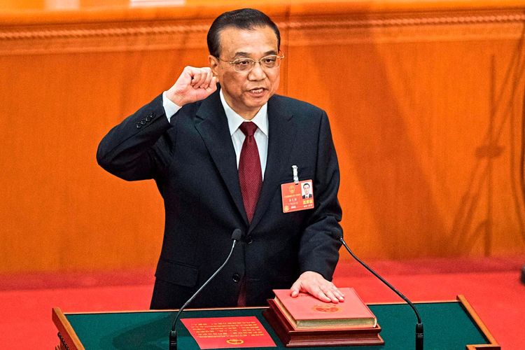 Li Keqiang bei seiner Vereidigung als Ministerpräsident im März 2018 in Peking.