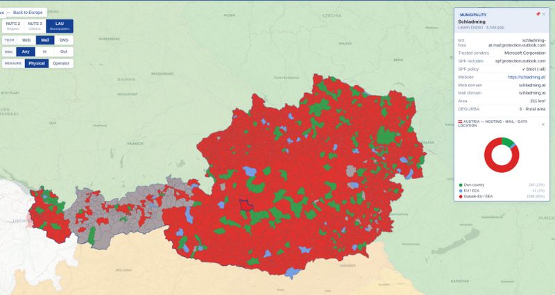 Karte zeigt: So abhängig sind Österreichs Gemeinden von US-IT-Diensten