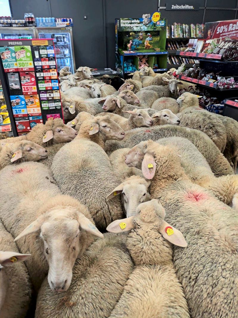 50 Schafe stürmten Supermarkt in Bayern