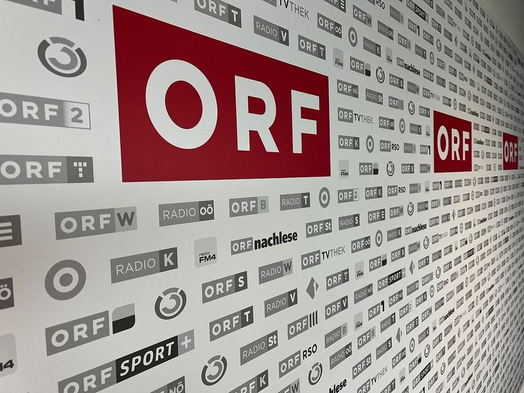 ORF-Logos auf dem Küniglberg.