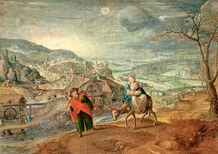 Die Bibel zwischen Symbolkraft und Geografie: Der Niederländer Marten I. van Valckenborch malte um 1580/90 die Heilige Familie auf der 