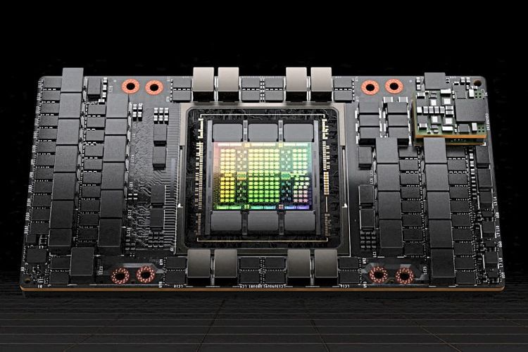 Das Bild zeigt einen Microchip des Herstellers Nvidia.