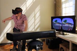 Oculus Rift + stationary bike + Kinect = Paperboy 