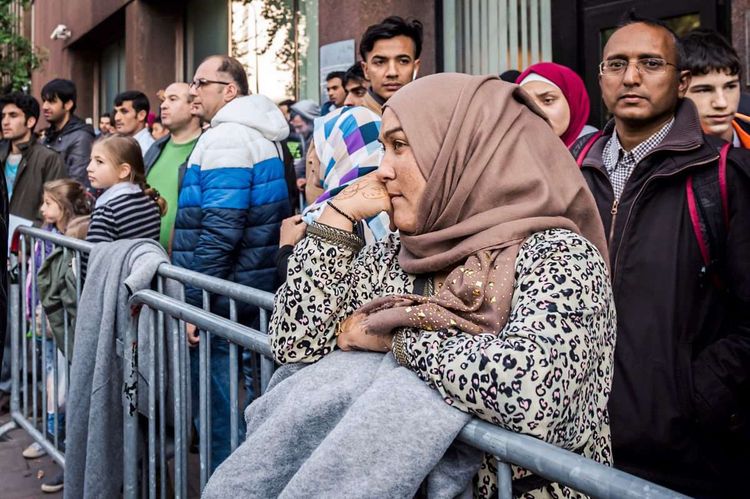 Flüchtlinge bei Ankunft in Brüssel, Europa