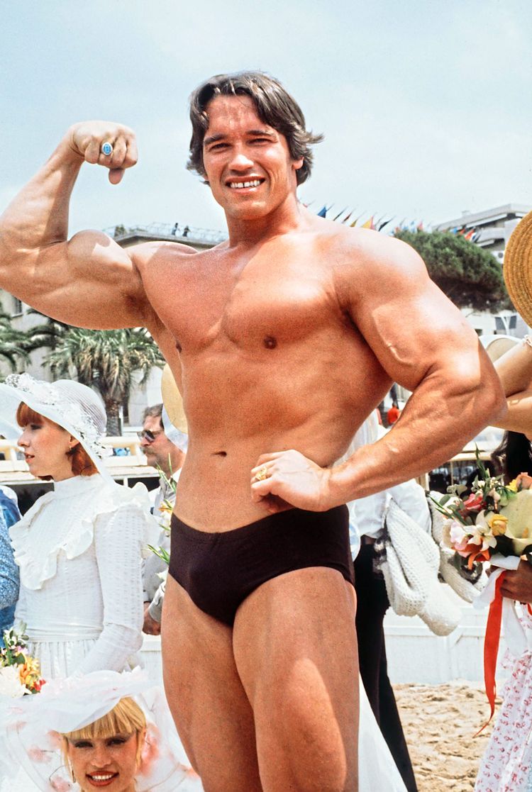Sein Körper und sein unbändiger Wille ebneten ihm den Weg nach Hollywood, wo er zum Schauspielstar und Politikprofi avancieren sollte: Arnold Schwarzenegger, hier 1977 bei den Filmfestspielen in Cannes.