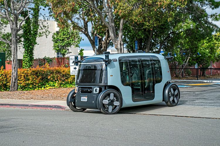 Zoox, ein selbstfahrendes Fahrzeug, in Foster City, Kalifornien, am Samstag, den 11. Februar 2023