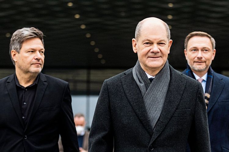 Das Trio aus Robert Habeck (Grüne), Olaf Scholz (SPD) und Christian Lindner (FDP).