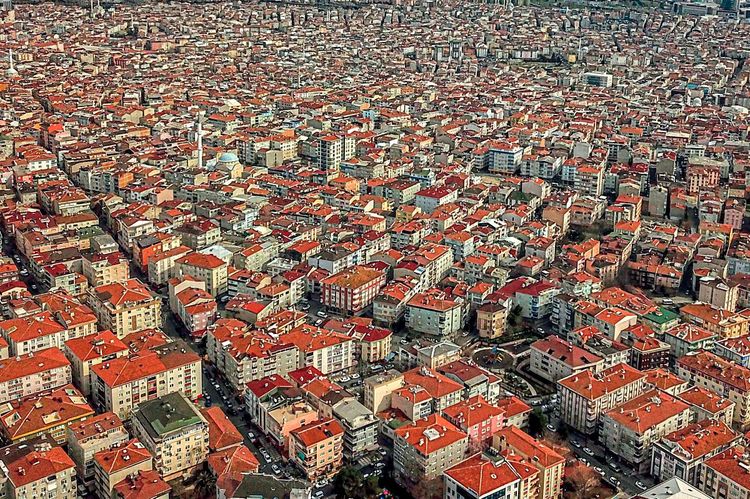 Luftaufnahme von Häusern in Istanbul.