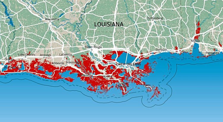 Meeresspiegel Anstieg Klimawandel Louisiana USA