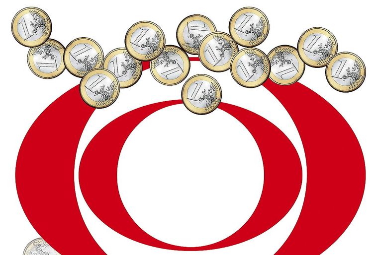 Illustration ORF-Finanzierung: ORF-Logo und Euro-Münzen.