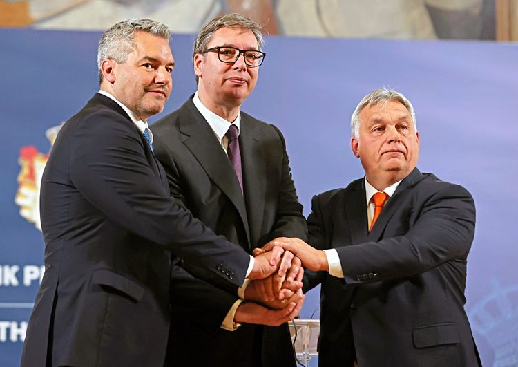 Karl Nehammer, Aleksandar Vučić, Viktor Orbán