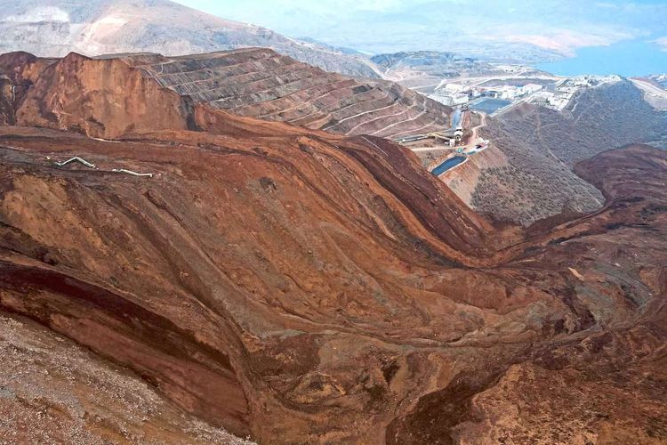 Eine Luftaufnahme der Goldmine in in Ilic in der Provinz Erzincan.