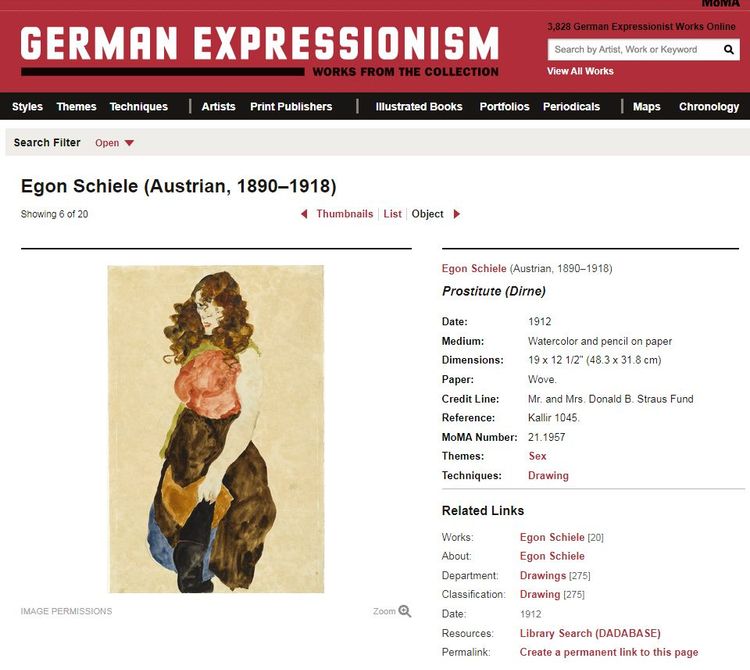 Kurz nachdem die Erben nach Grünbaum das Museum of Modern Art im Dezember 2022 verklagten, verschwand der Eintrag zu Egon Schieles 