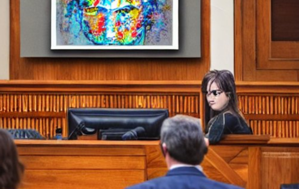 Foto: Dieses Bild wurde von der Bilder-KI Stable Diffusion erstellt. Der Prompt lautete: "company behind creator of AI art in a courtroom"