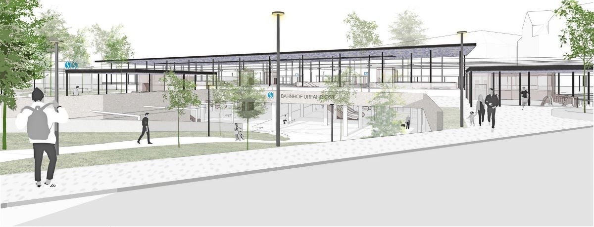 Stadtbahn beschert Urfahr einen neuen Bahnhof in Blaudruck-Optik