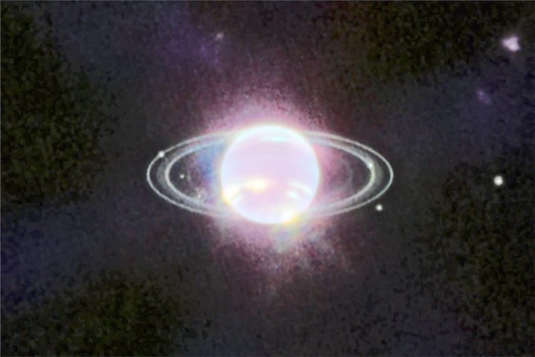 Neptun und seine Ringe, vom James-Webb-Teleskop festgehalten.