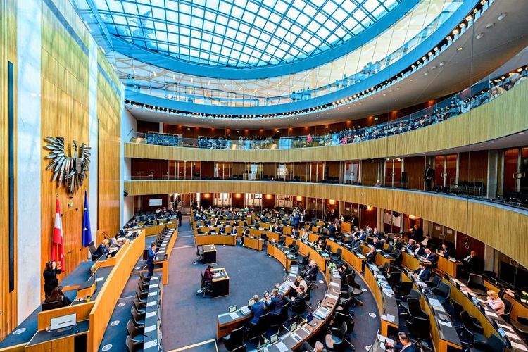 Der Nationalratssaal im Rahmen einer Sitzung des Nationalrates im Parlament.