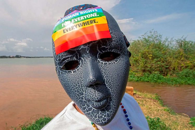 Teilnehmer einer LGBTQ-Demonstration in Uganda 2015. 
