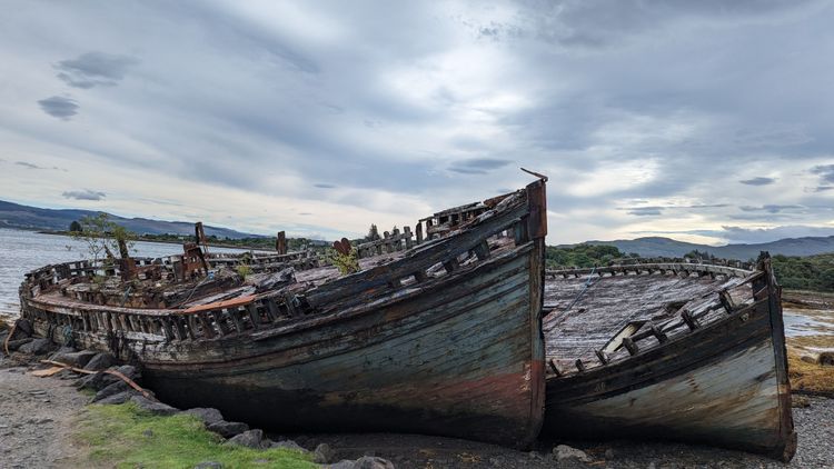Schiffswracks, Salen Beach, Isle of Mull, Schottland