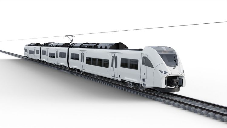 Der neue Schnellbahnzug von Siemens als Modell in Reinweiß.