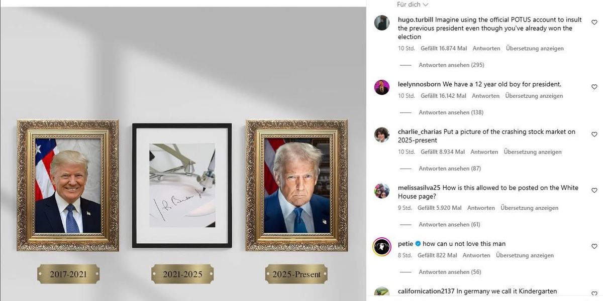 Was Trump mit seinem mysteriösen Instagram-Post zu Bidens Porträt meint