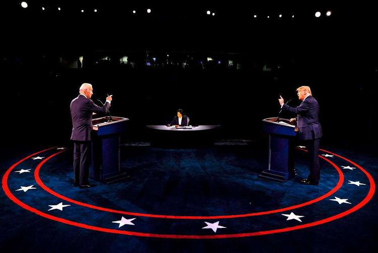 Donald Trump und Joe Biden bei einer TV-Debatte