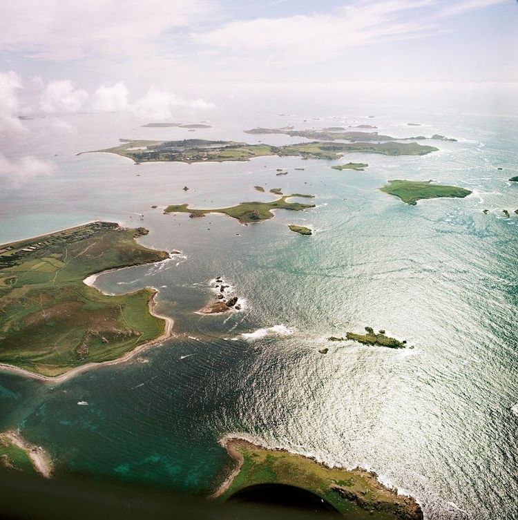 Isles of Scilly im Atlantik, von oben betrachtet