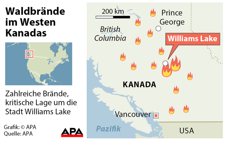 British Columbia Kanada Waldbrnde Aktuell Karte