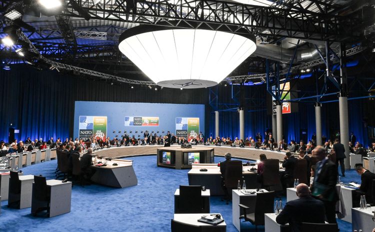 Ein Blick in den Sitzungssaal des Nato-Gipfels in Vilnius.