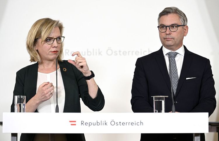 Klimaministerin Leonore Gewessler (Grüne) und Finanzminister Magnus Brunner (ÖVP).