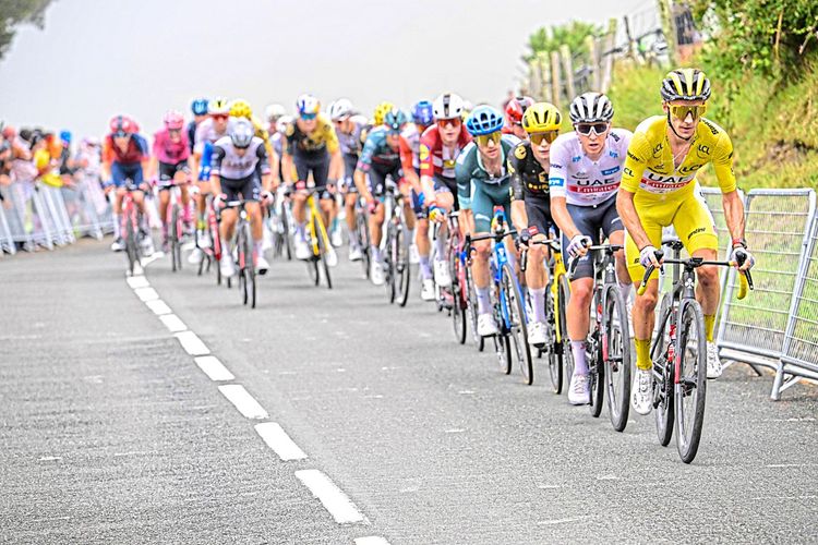 Eine Reihe an Fahrern bei der Tour de France.