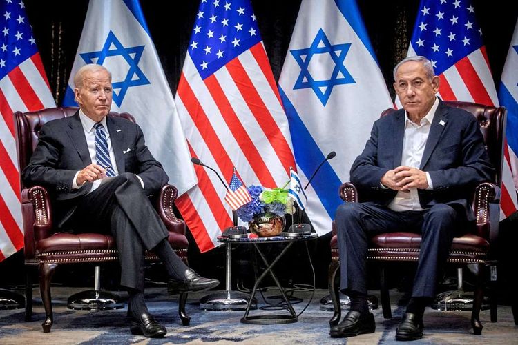 Biden in Netanjahu in Tel Aviv.