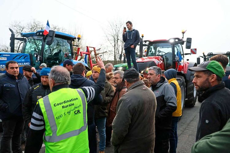 Bauernprotest in Chateauneuf-sur-Loire bei Orleans