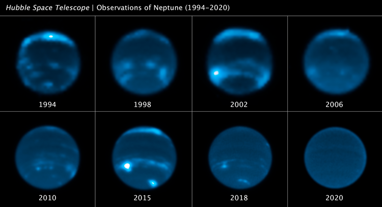 Neptun-Aufnahmen der vergangenen Jahrzehnte