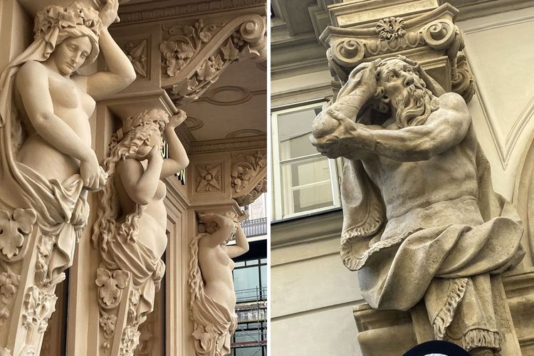 Muskulöse Helden an der Fassade: Wiens steinerne Erker- und