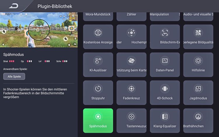 Screenshot der Benutzeroberfläche einer 