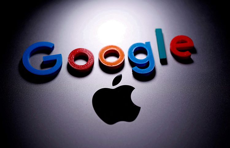 Apple und Google-Logo.