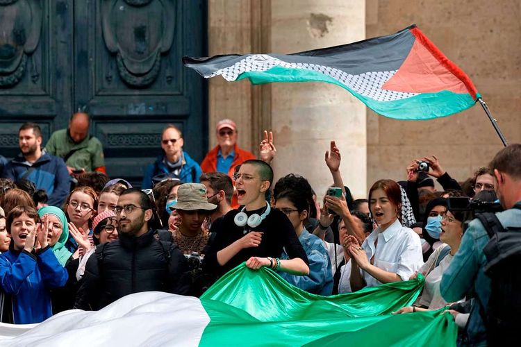 Propalästinensischer Protest an der Pariser Sorbonne