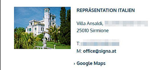 Auf der Signa-Website wird die Villa als 